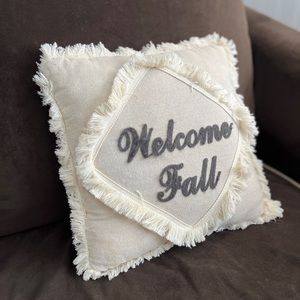 Modern farmhouse fall throw pillow